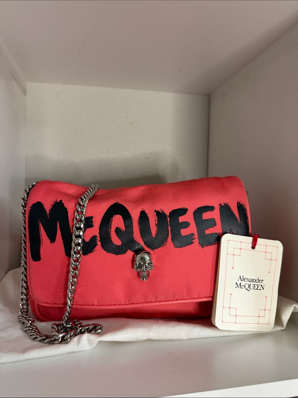 S Alexander McQueen Nylon Graffiti Logo Small Skull Crossbody Bag - NWT